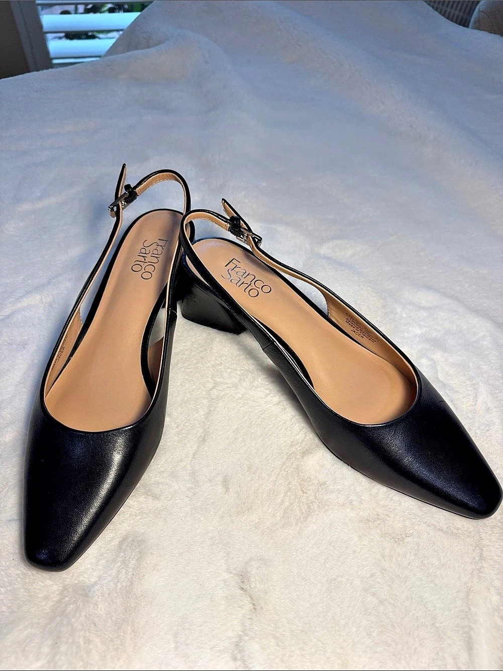Franco Sarto Jacer Slingback Pump Black Pointed-Toe Heels US 8.5